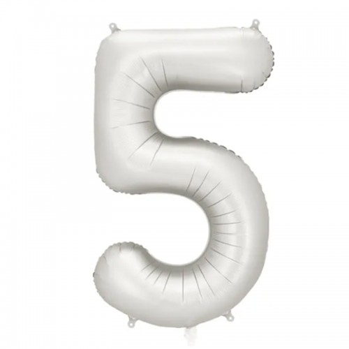 Balão Número 5 Prateado Mate